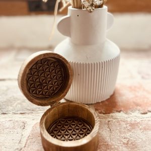 Boîte Fleur de Vie en bois gravée artisanale Bécote