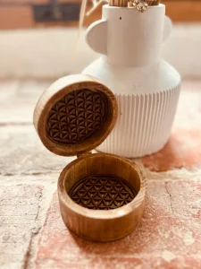 Boîtes rondes décoratives en bois - Fleur de vie