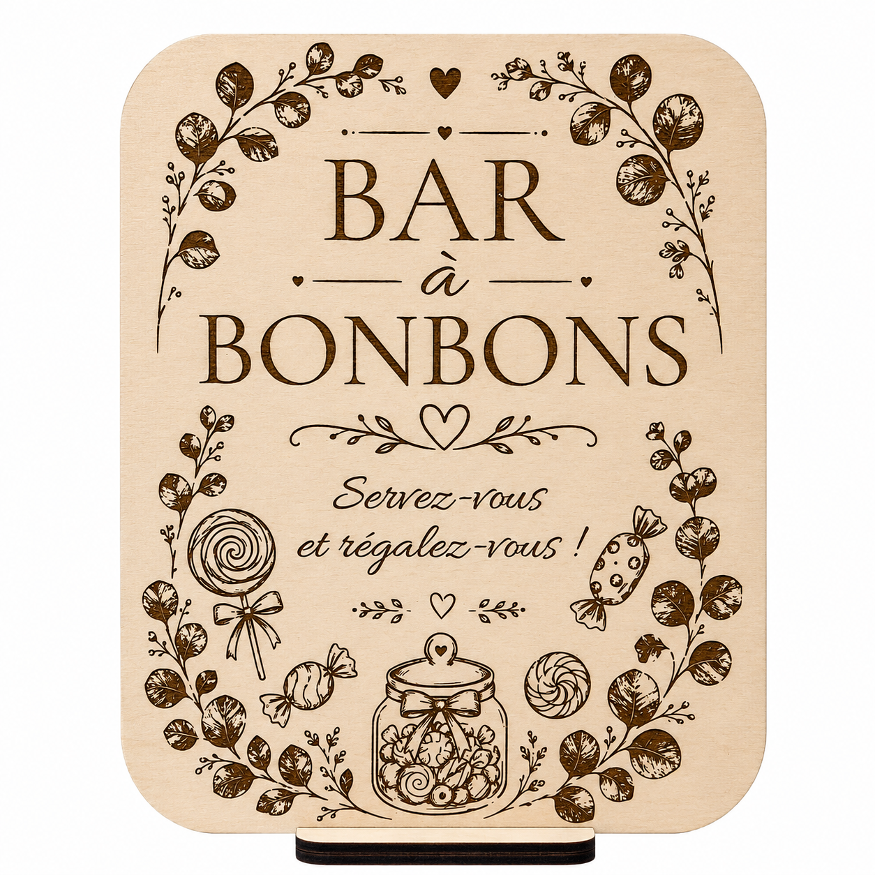 Pancarte en bois « Bar à Bonbons »