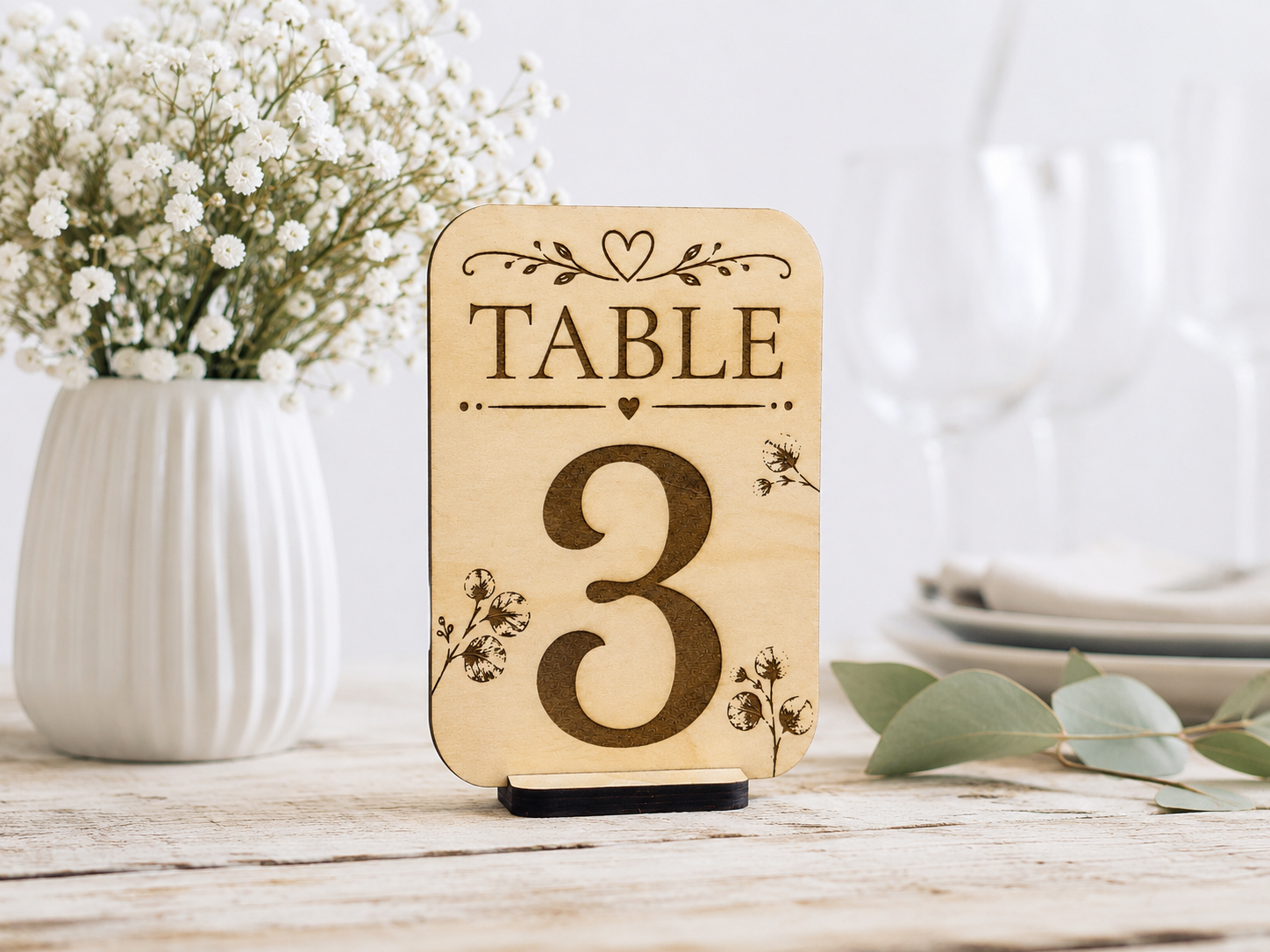 Numéro de table personnalisé en bois modèle Table 3 collection Origine
