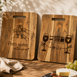 planche apéro en bois gravée - duo